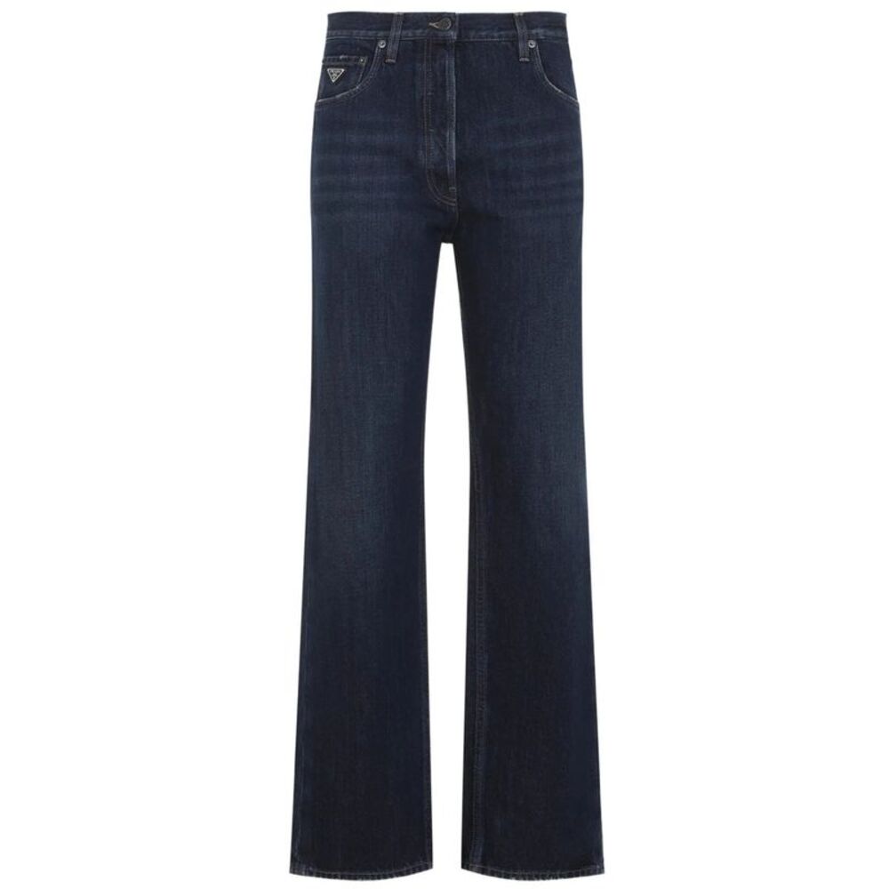 Prada Women Washed Denim Wide-Leg Jeans